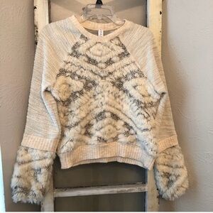 Anthropologie Amadi Calista Women's Cream and Gray Sweater Size Small